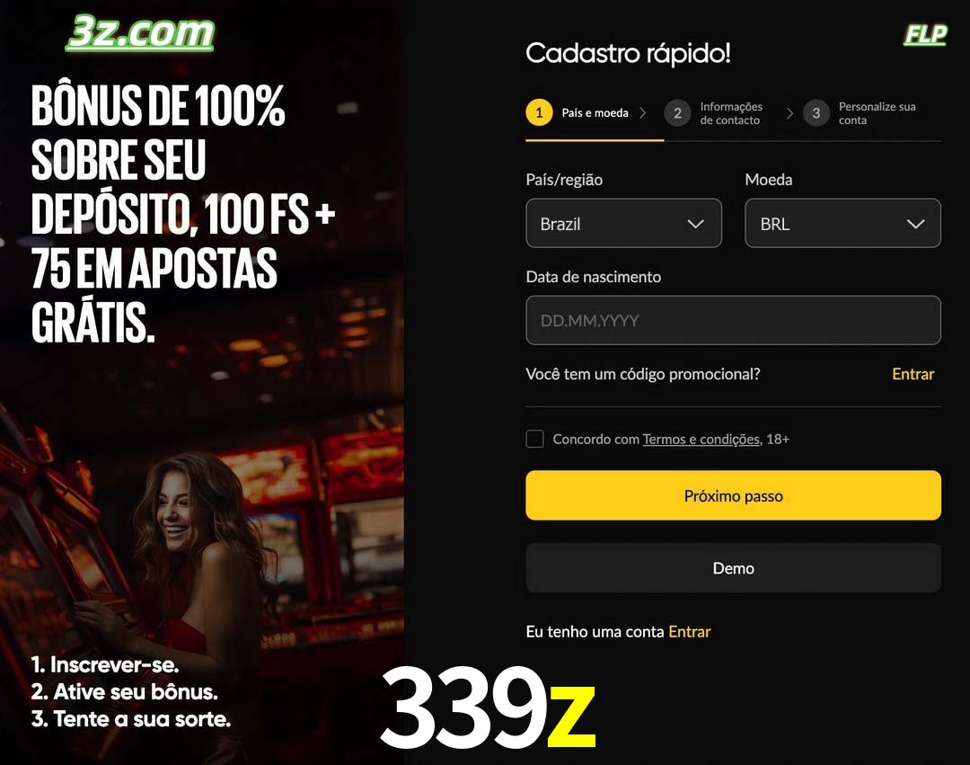 339z registro oficial cassino online Brasil com bônus de depósito e free spins